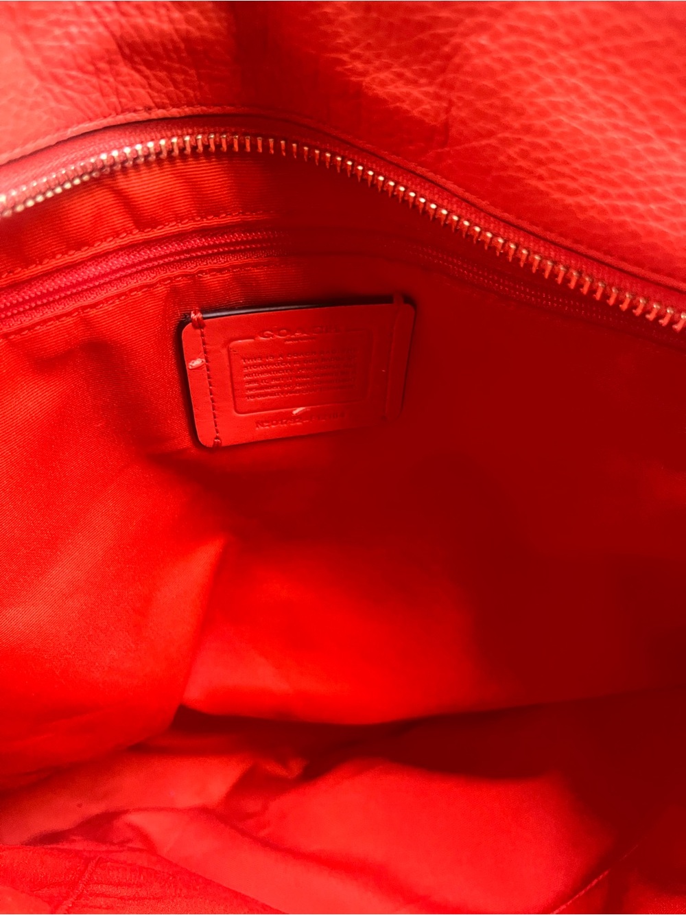 Coach Red Pebbled Leather Turnlock Tote - Picture 5 of 7